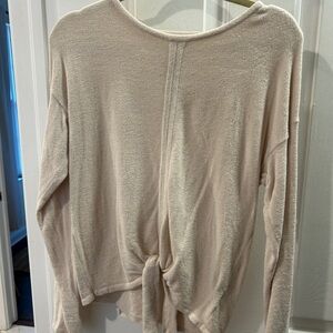 Barefoot Dreams Soft Beige Tie-Front Sweatshirt